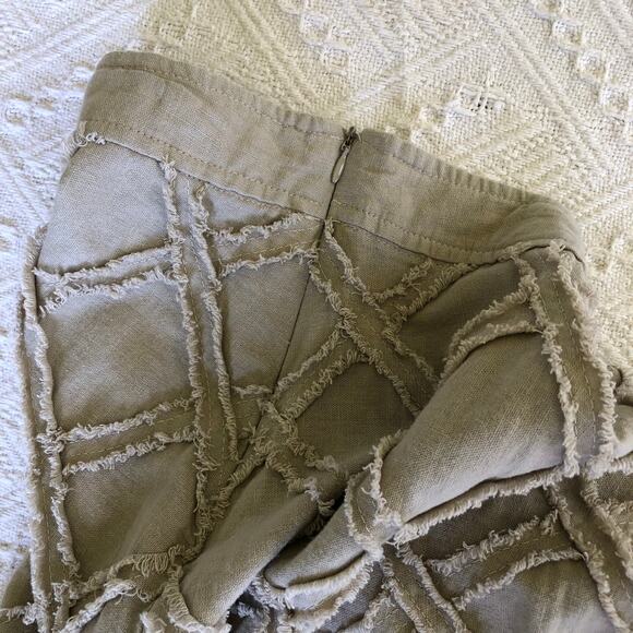 For Cynthia Linen Blend Textured A-Line Skirt Large Neutral Midi Boho Minimalist - Picture 5 of 9